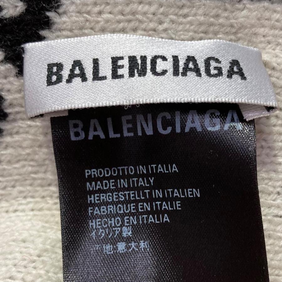 BALENCIAGA ロゴマフラー 633719 ブラック×ホワイト (EC