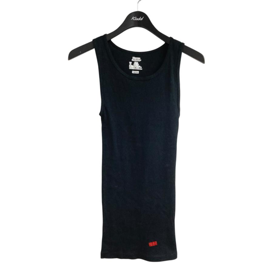 Supreme ブラック タンクトップ S Hanes ヘインズ×シュプリーム Hanes×Supreme リブタンクトップ