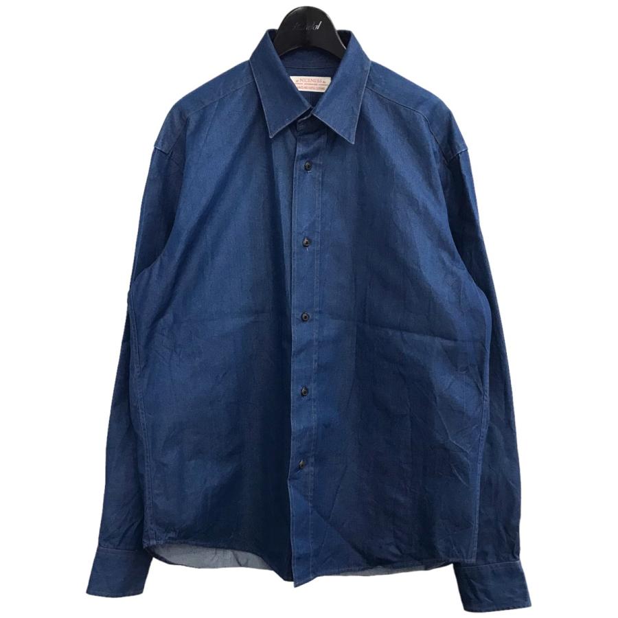 NICENESS ナイスネス シルク混長袖シャツ NN Y01S18 インディゴ サイズ 