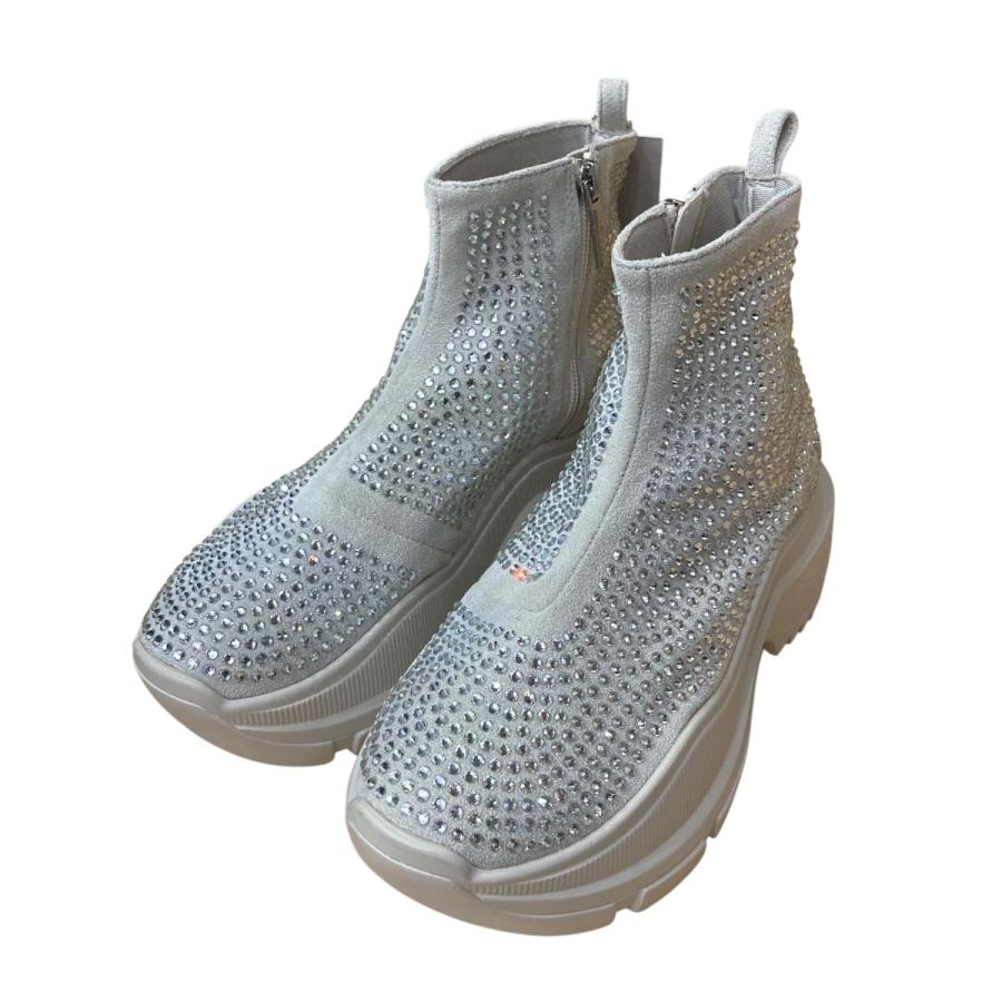 値下げ不可　YELLO ラインストーン　ホワイト サイズS 値下げ】YELLO ラインストーンブーツ ホワイト サイズ：S (EC