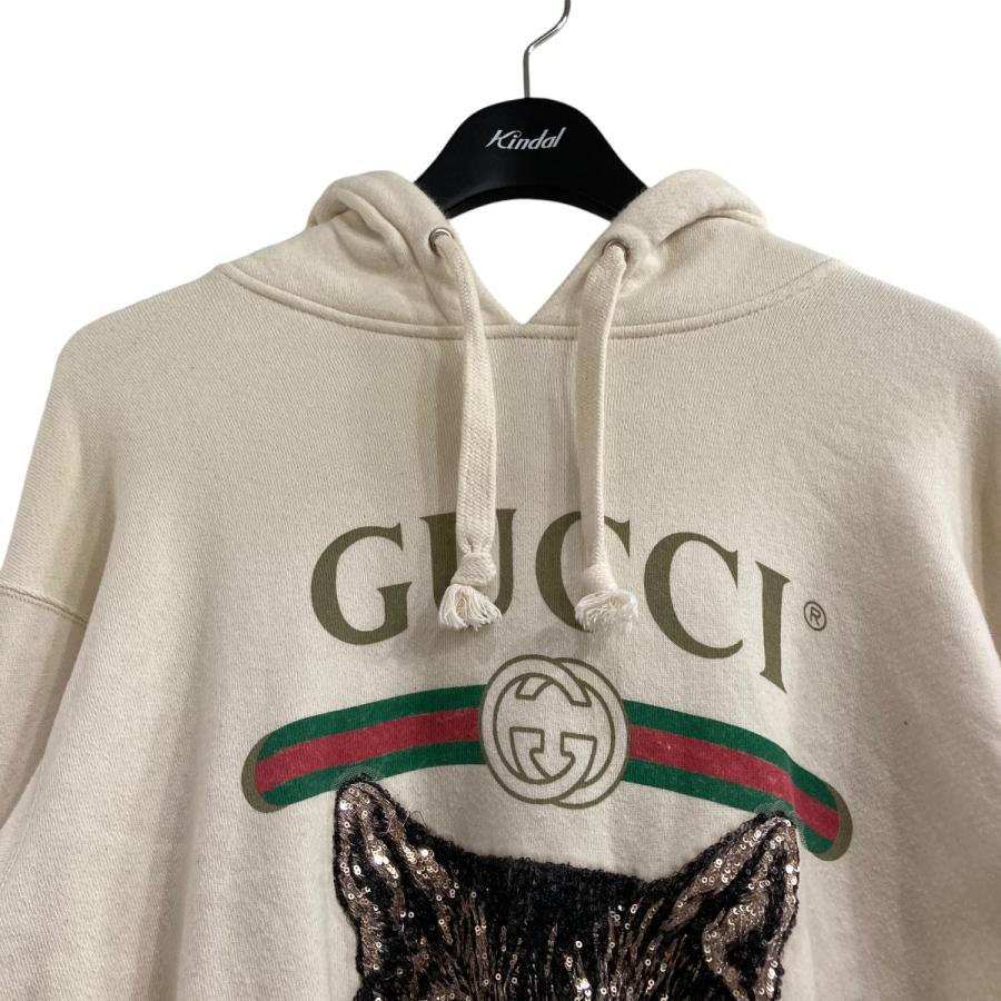GUCCI グッチ キャットビジュープルオーバーパーカー アイボリー 