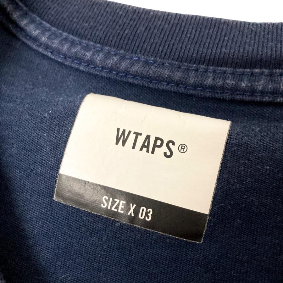 WTAPS ダブルタップス プリント半袖Tシャツ ネイビー サイズ:03 WTAPS ダブルタップス プリント半袖Tシャツ ネイビー サイズ:03