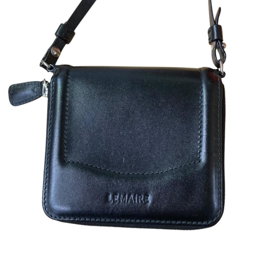LEMAIRE ルメール　レザーブラックネックポーチ LEMAIRE ルメール レザーブラックネックポーチ