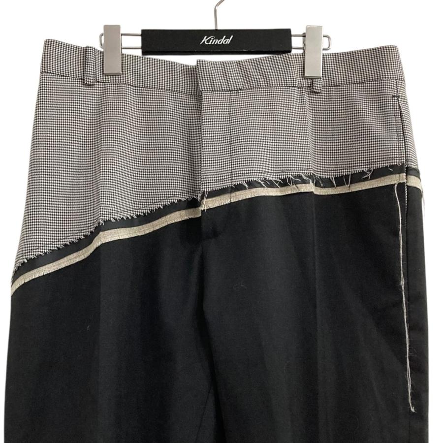 値下げ】CMMN SWDN デザインスラックスパンツ ブラック×ホワイト