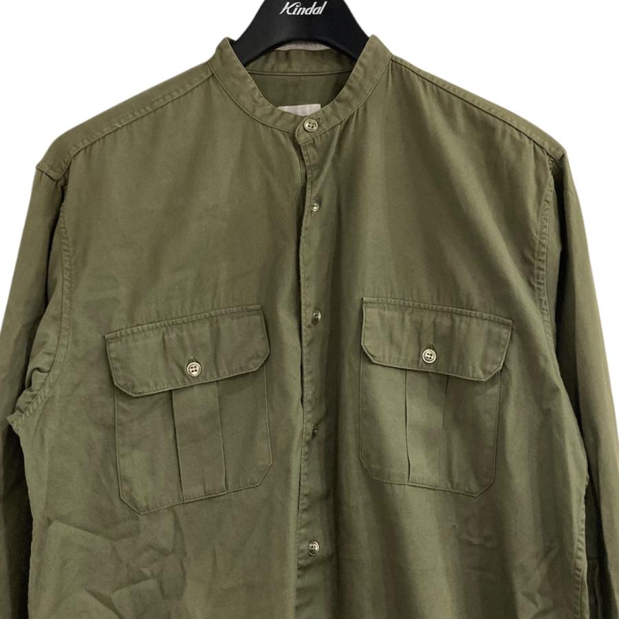COMOLI コモリ コットンネルバンドカラーシャツ L03-02006 カーキ 