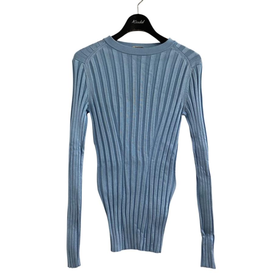 エルメス　ニット　34 HERMES（エルメス） 【値下げ】HERMES リブニットトップ スカイブルー