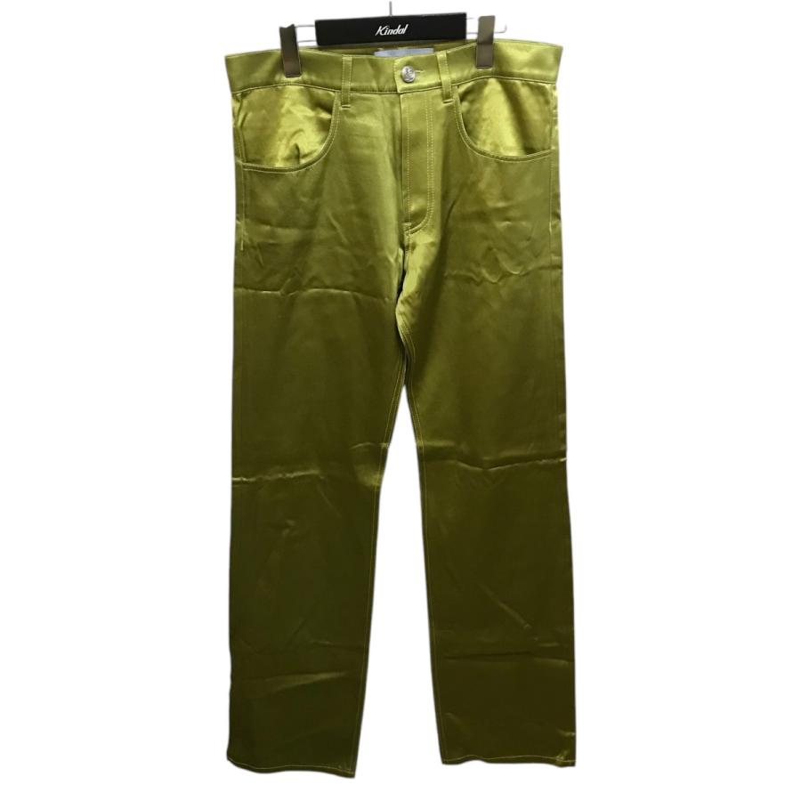 値下げ】BLUEMARBLE 「BOOTCUT SATIN PANTS」 フレアパンツ 黄緑