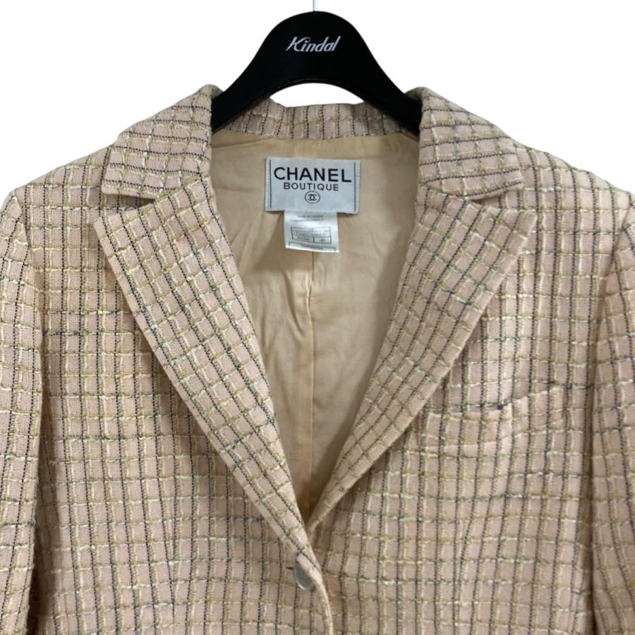 CHANEL ツイードテーラードジャケット ピンクベージュ サイズ：40