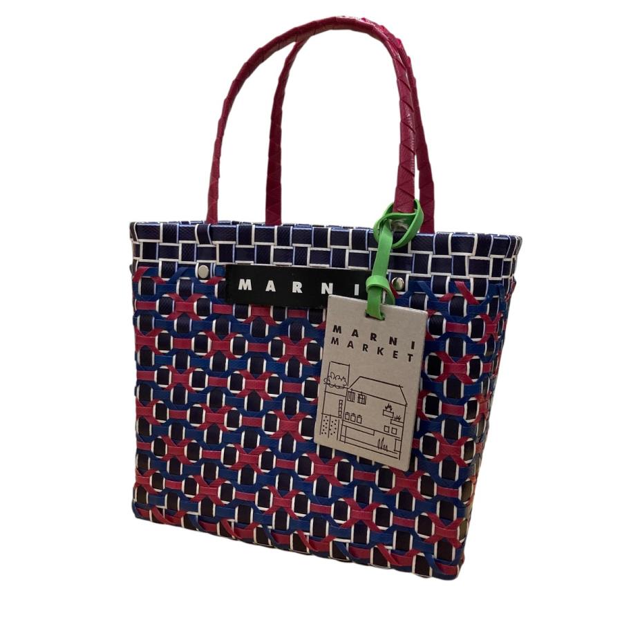 MARNI 【値下げ】MARNI カゴバッグ ネイビー×ピンク×マルチカラー