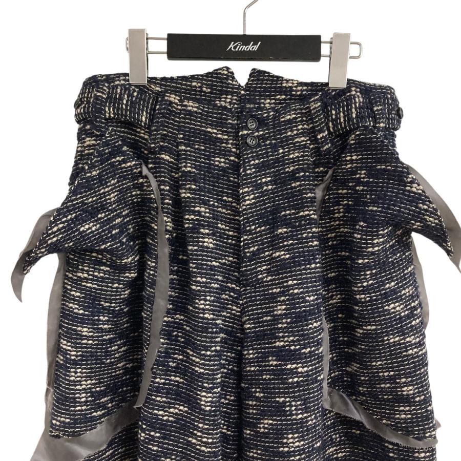 sulvam ファンシーツイードワイドパンツ sulvam 【値下げ】sulvam ファンシーツイードワイドパンツ ネイビー