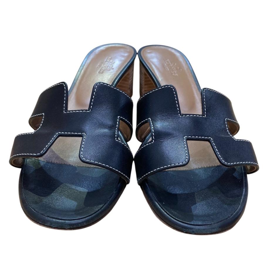 HERMES オアジス　ブラック36 HERMES 【値下げ】HERMES オアジス サンダル ブラック サイズ