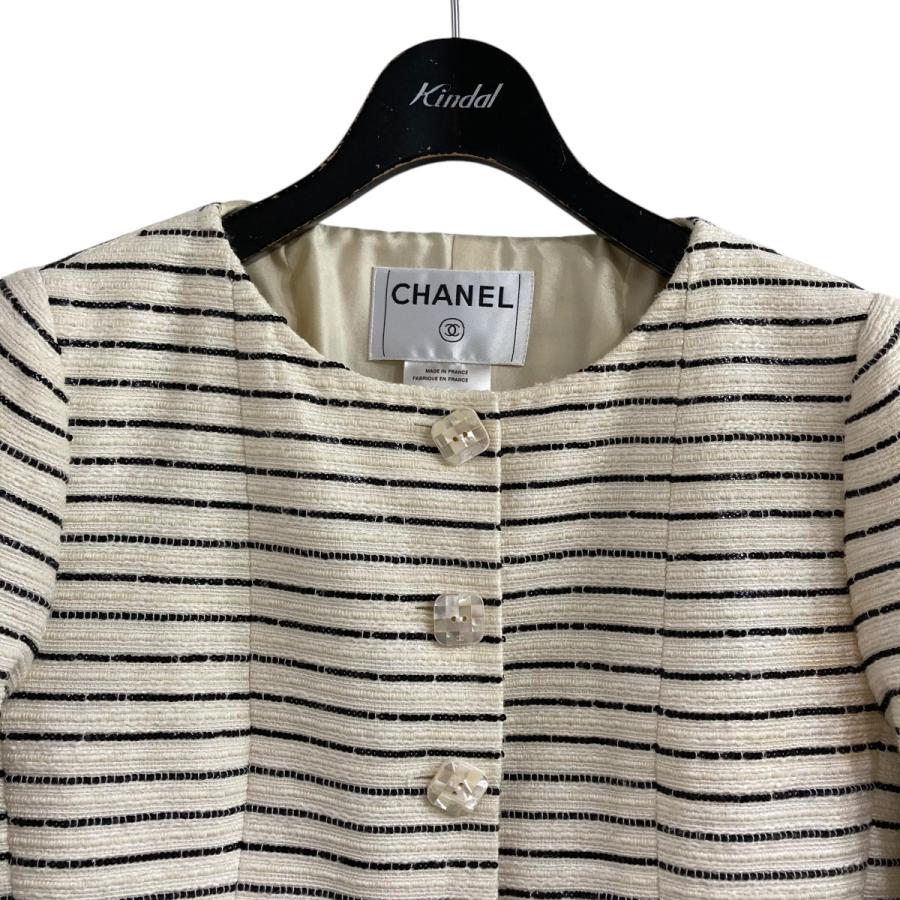 (*)様 CHANEL ジャケット　アイボリー　サイズ36 CHANEL シャネル ツイードジャケット アイボリー×ネイビー