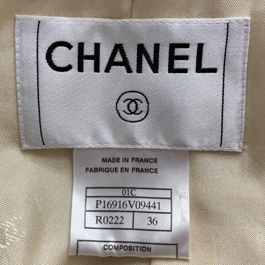 (*)様 CHANEL ジャケット　アイボリー　サイズ36 CHANEL(シャネル) ツイードノーカラージャケット アイボリー