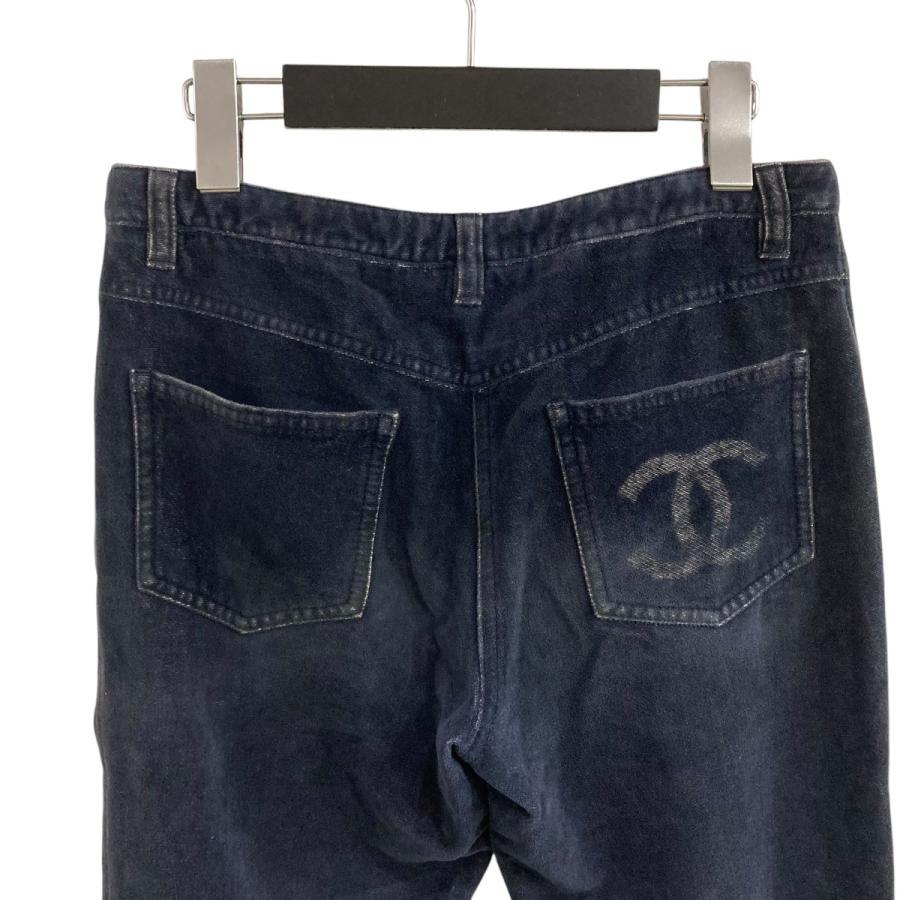 【値下げ】CHANEL ココマークベルベットパンツ ネイビー サイズ：36 (EC)_3