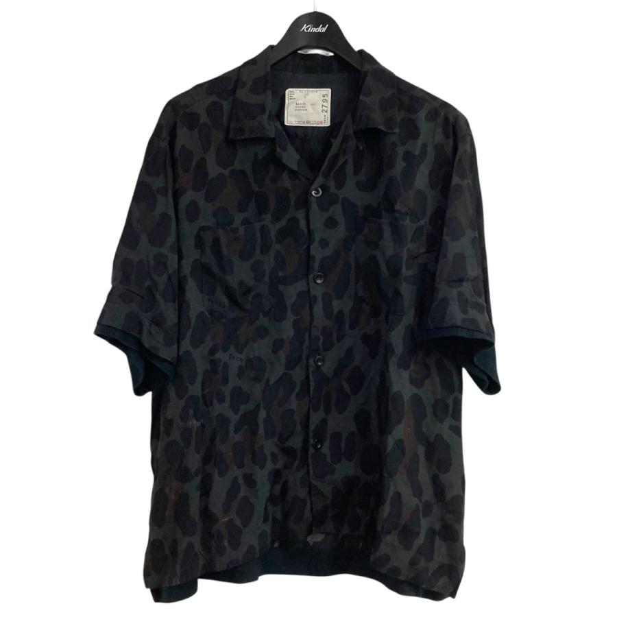 sacai黒 Tシャツ レオパード柄 裾付き sacai サカイ レオパードショートスリーブシャツ 22-02795M