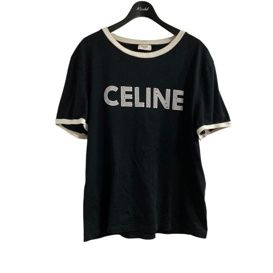 CELINE 正規品　Tシャツ CELINE セリーヌ Tシャツ ショート丈 ロゴ イエロー レディース