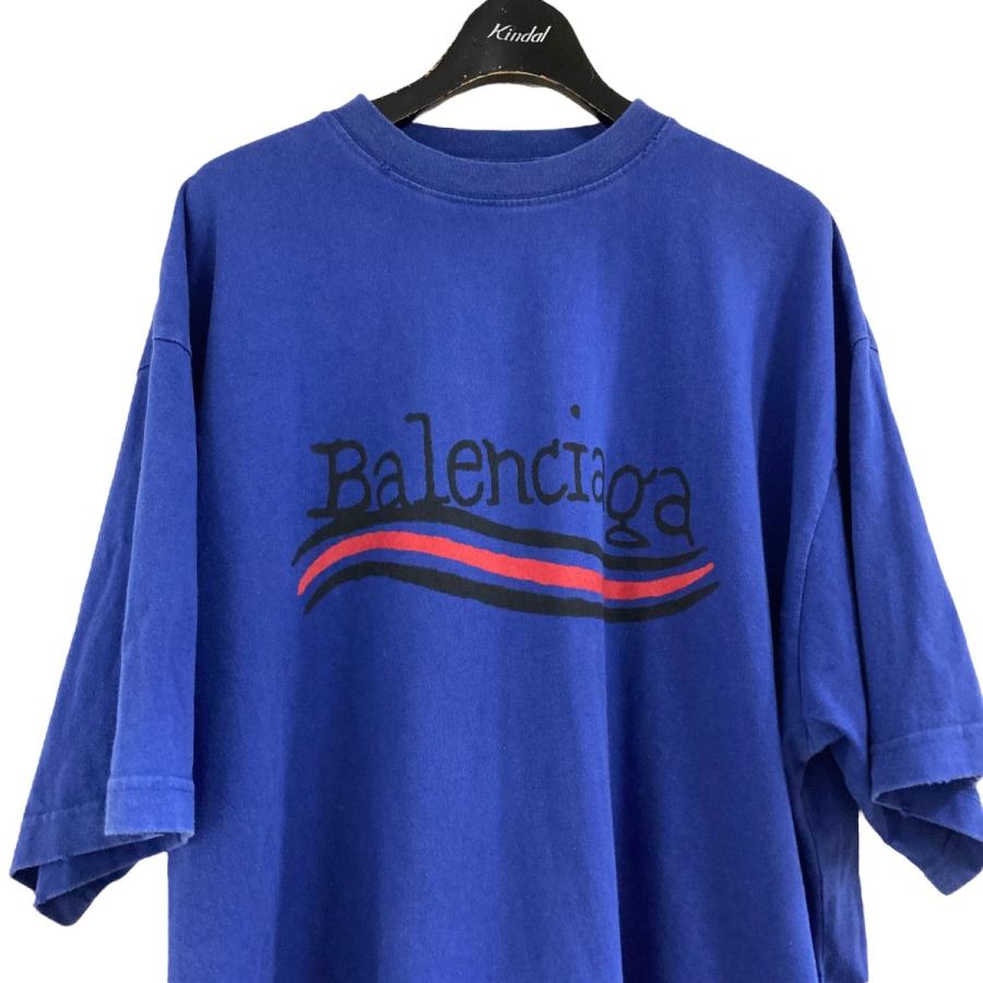 BALENCIAGA 【値下げ】BALENCIAGA キャンペーンロゴ半袖Tシャツ ブルー 