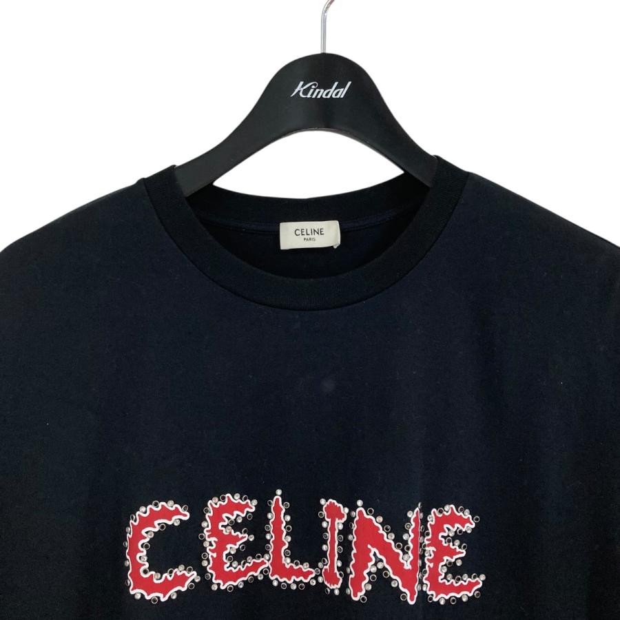 CELINE セリーヌ ラインストーン ルーズTシャツ ブラック サイズ
