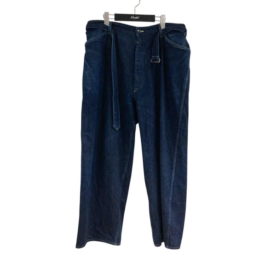 COMOLI コモリ ベルテッドストレートデニムパンツsize 1 インディゴ COMOLI - コモリ ベルデッドデニム デニムパンツ サイズ1