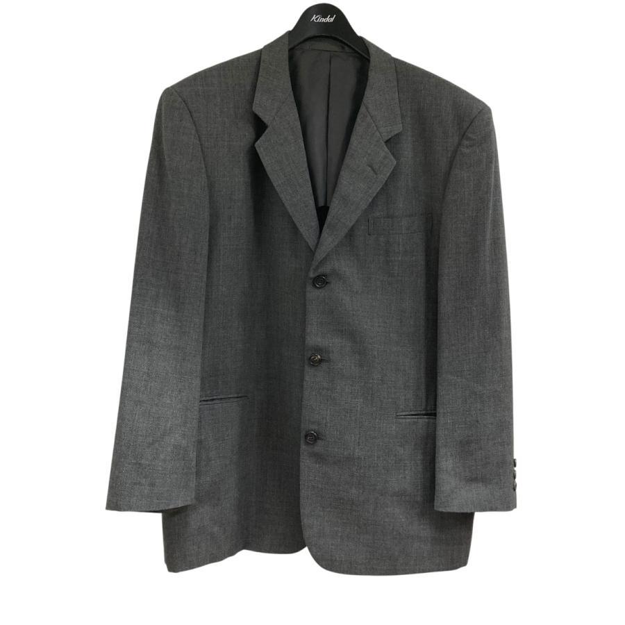 コムデギャルソン オム テーラードジャケット S 麻混 ウール グレー 斜め COMME des GARCONS - 良品 90'S COMME des GARCONS HOMME