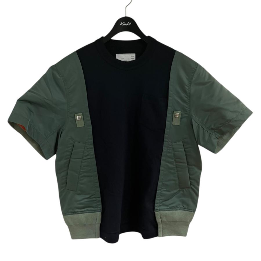 sacai（サカイ） ナイロン切替Tシャツ ブラック×カーキ サイズ：1