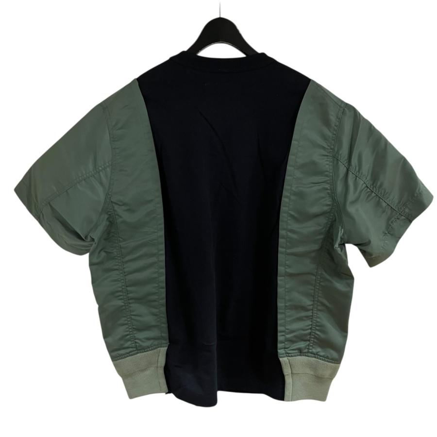 sacai（サカイ） ナイロン切替Tシャツ ブラック×カーキ サイズ：1