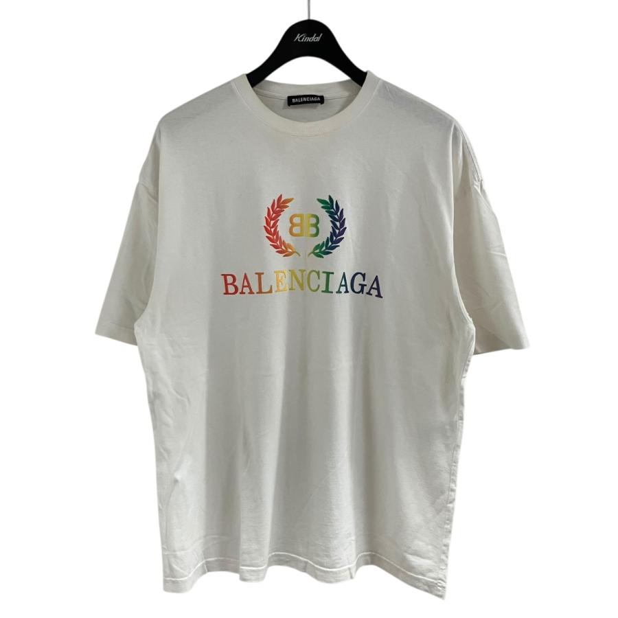 BALENCIAGA（バレンシアガ） 半袖ロゴ刺繍Tシャツ ホワイト サイズ 