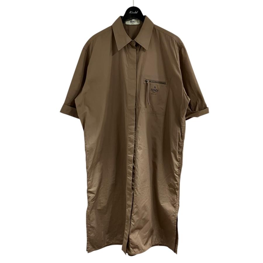 未使用品 FENDI フェンディ ワンピース FFロゴ ブラウン サイズ40 FENDI（フェンディ） 【値下げ】FENDI チェストFFロゴ ベルテッド