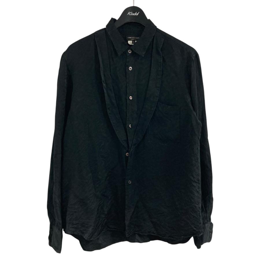 コムデギャルソンオムプリュス ブラック ポリ縮 シャツ XS