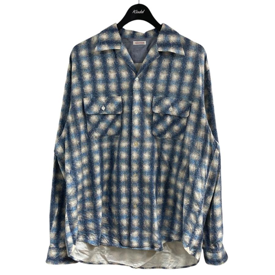 NICENESS 【値下げ】NICENESS KURT プリンテッドシルクシャツ ブルー