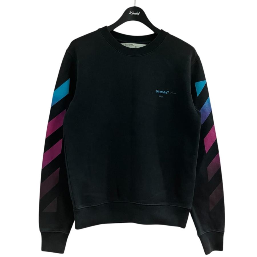 off white（オフホワイト） クルーネックスウェット ブラック×ブルー