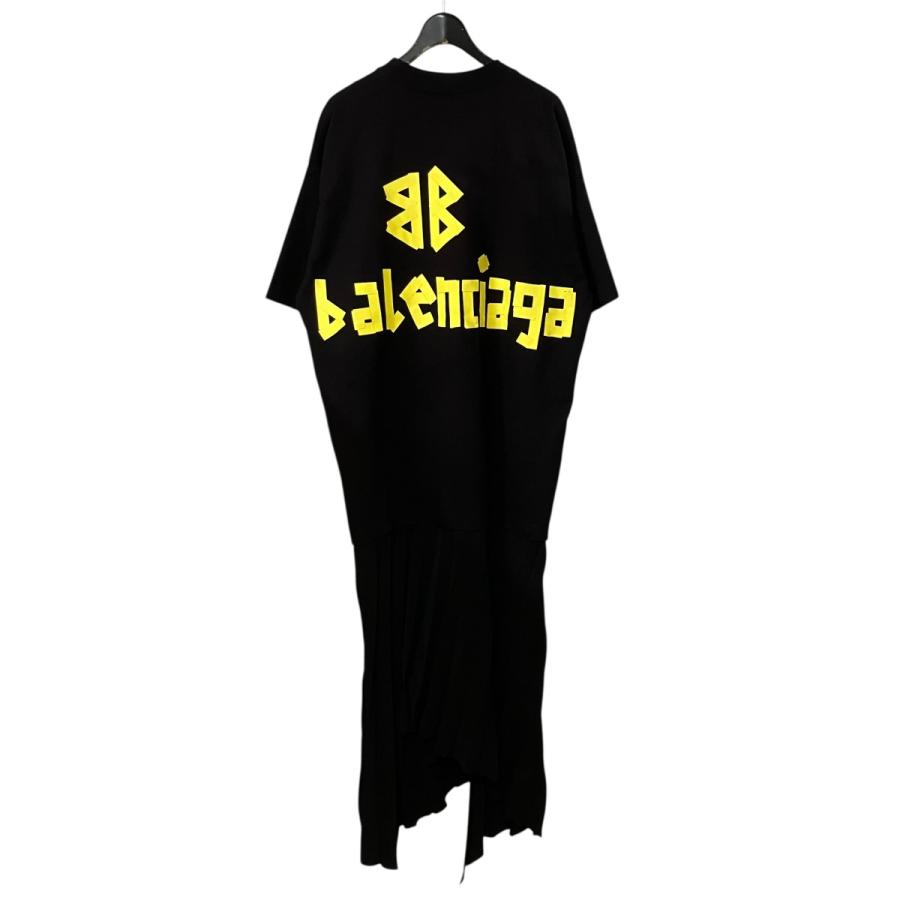 バレンシアガ BALENCIAGA Tシャツドッキングプリーツワンピース ブラック サイズ：36_2