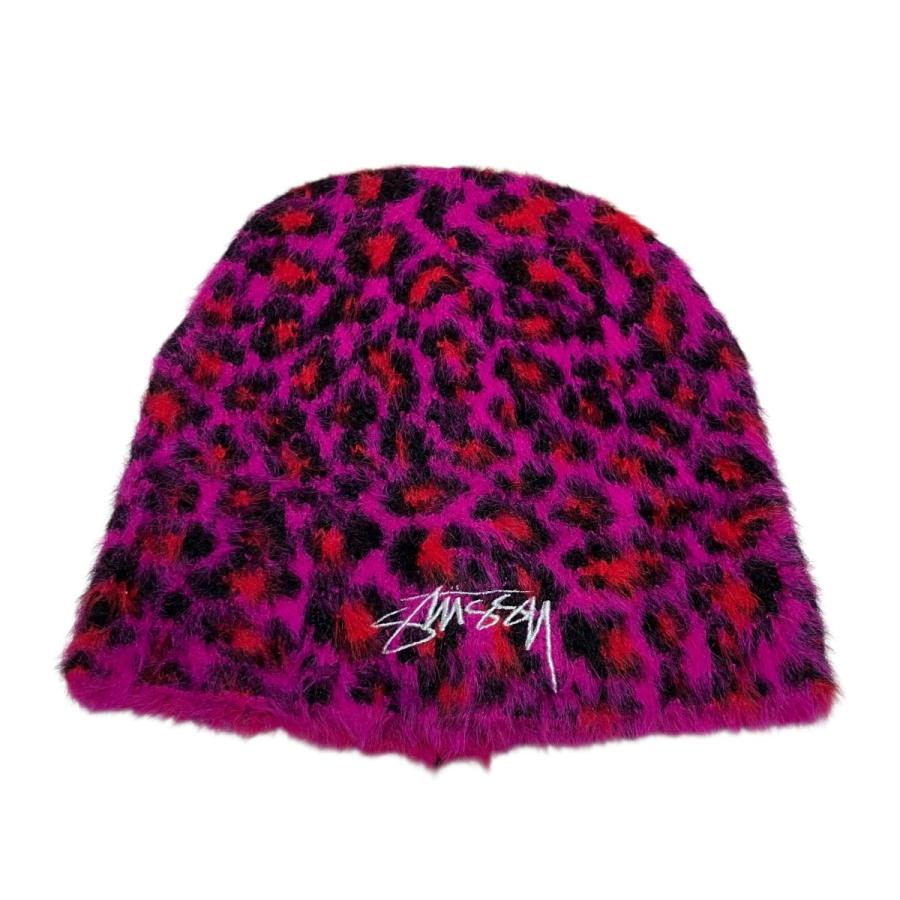 STUSSY（ステューシー） レオパードニットキャップ ショッキングピンク