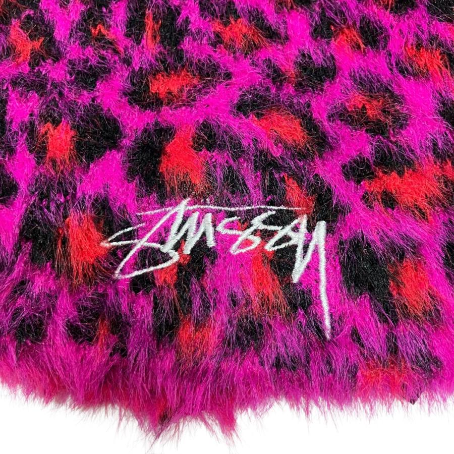 STUSSY（ステューシー） レオパードニットキャップ ショッキングピンク