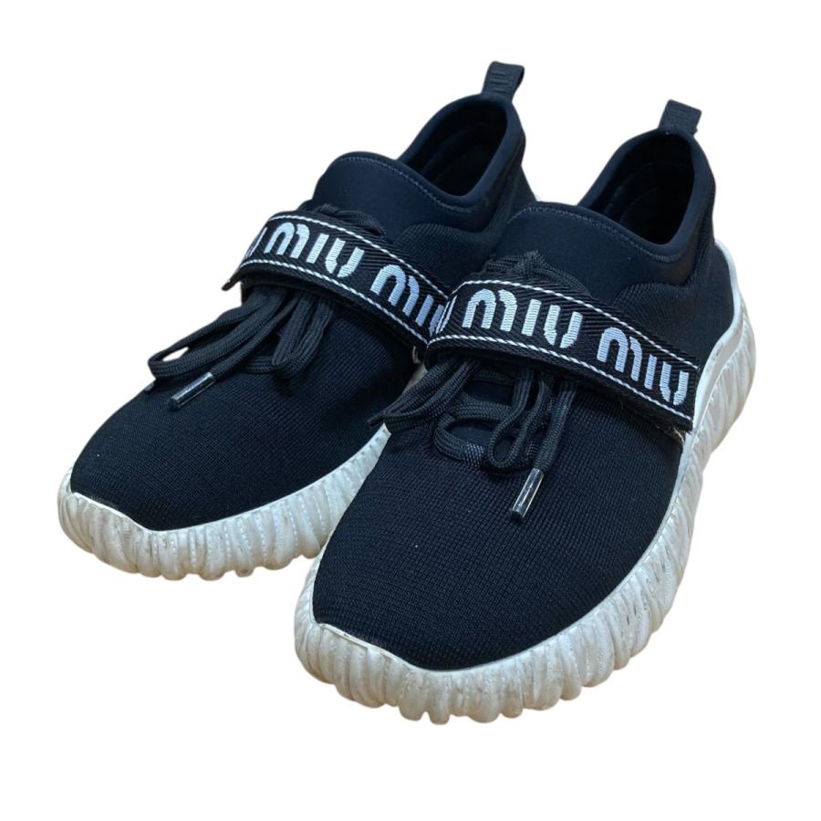 miumiu ミュウミュウ　ロゴ入りスニーカー　ブラック　36.5 miumiu ミュウミュウ ロゴ入りスニーカー ブラック 36.5