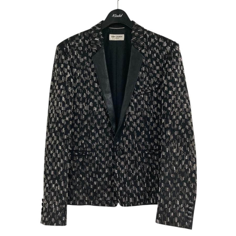 値下げ】Saint Laurent Paris レザーラペル ビジュー テーラード