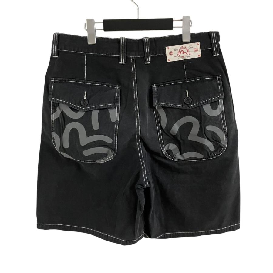 エヴィス EVISU バックプリントショートパンツ ブラック サイズ：33 