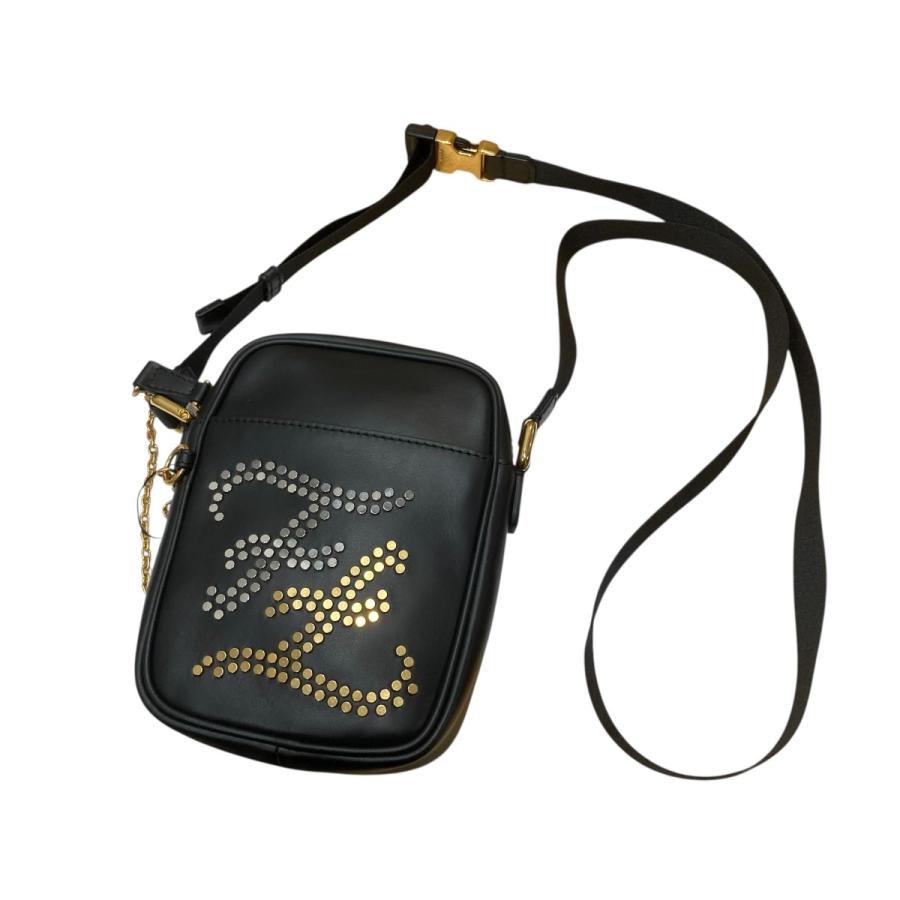 【極美品】FENDI フェンディ フラワースタッズ レザーストラップ ブラック FENDI（フェンディ） スタッズショルダーバッグ ブラック サイズ