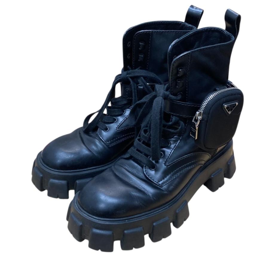 PRADA（プラダ） モノリスサイドポーチ付きブーツ 2UE007 ブラック