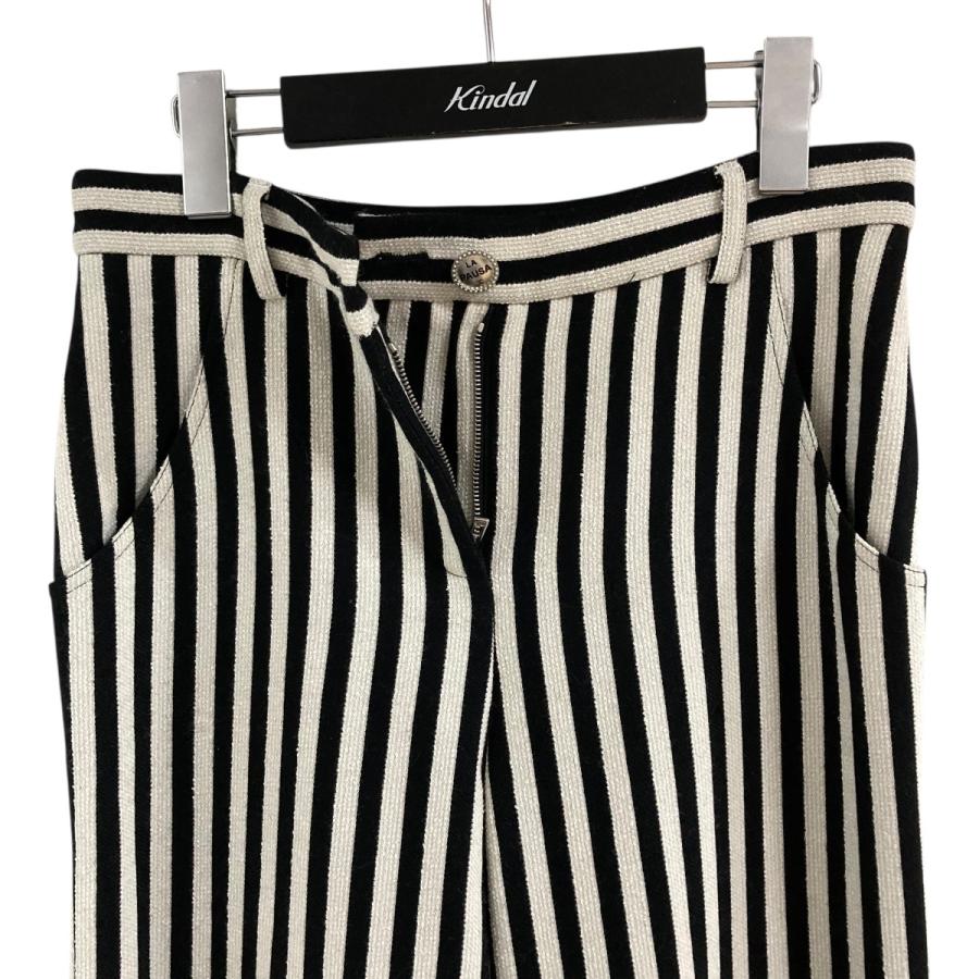 シャネル CHANEL ストライプパンツ ホワイト×ブラック サイズ：34_4