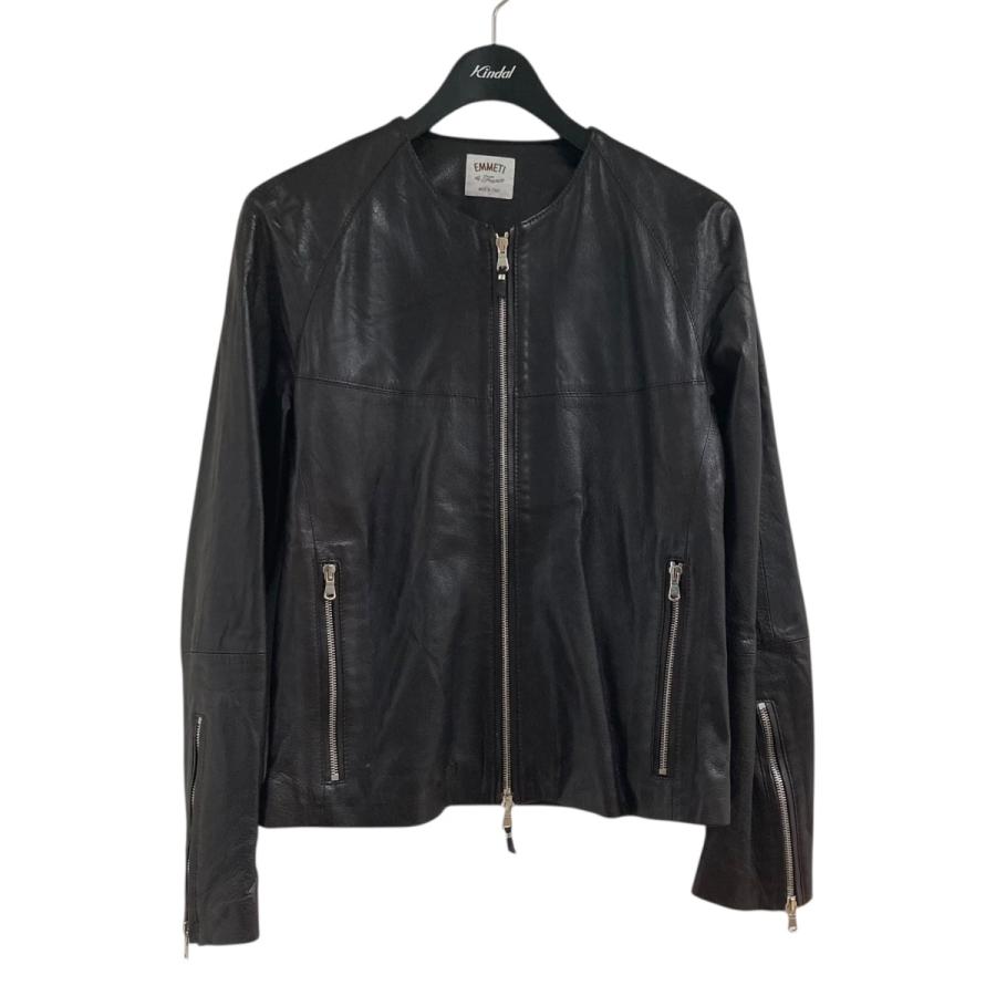 【たかボー】美品値下不可 EMMETI シングルライダース サイズ44 EMMETI（エンメティ） シングルライダースダースジャケット ブラウン