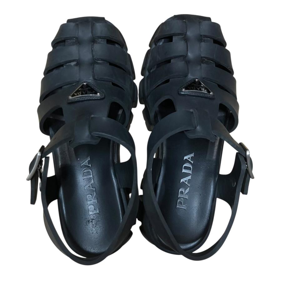 PRADA（プラダ） トライアングルプレートラバーサンダル ブラック
