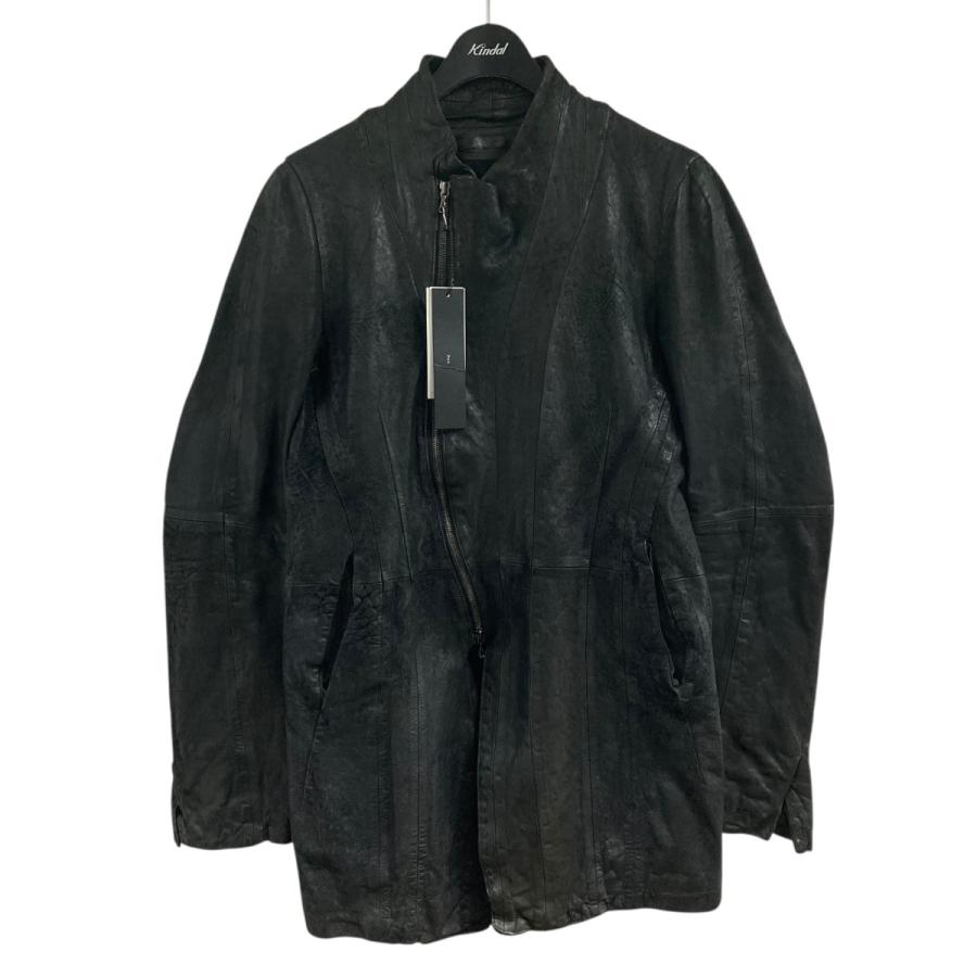 JULIUS ユリウス ディメンショナルロングレザージャケット ブラック