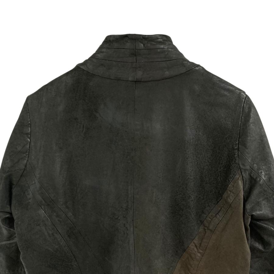 JULIUS ユリウス ディメンショナルロングレザージャケット ブラック