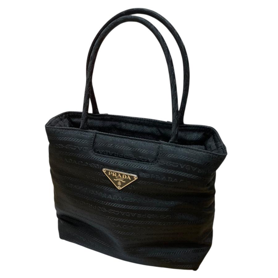 PRADA（プラダ） トライアングルロゴテスートハンドバッグ ブラック