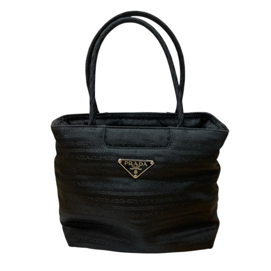 PRADA（プラダ） トライアングルロゴテスートハンドバッグ ブラック