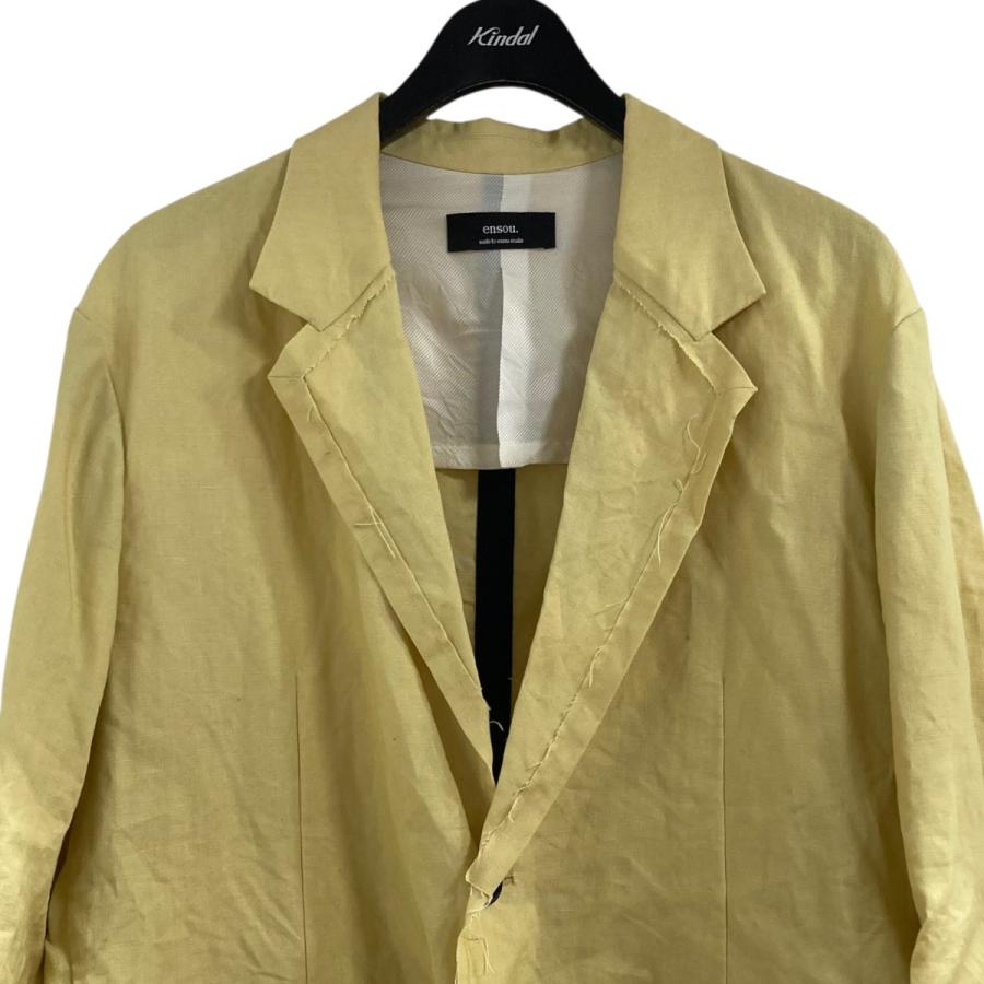 タグ付 Ex Linen SAL Jacket ensou. 柿乃葉 エンソウ ENSOU 25SS リネンサルジャケット 柿乃葉 イエロー サイズ