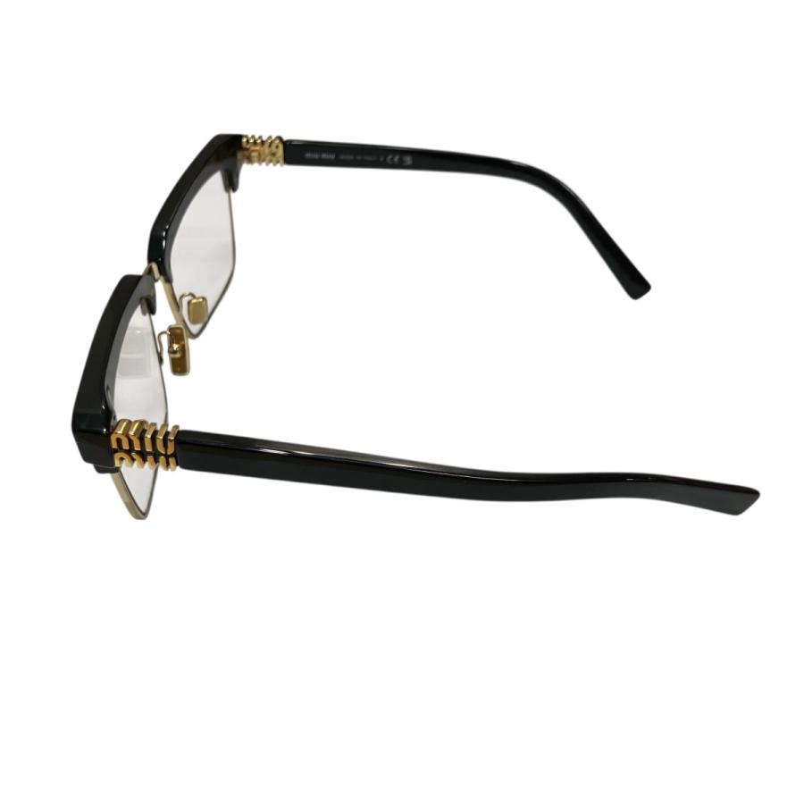 miu miu サーモント型 メガネ ブラック ゴールド miu miu（ミュウミュウ） サーモントブロウ メガネ ブラック×ゴールド