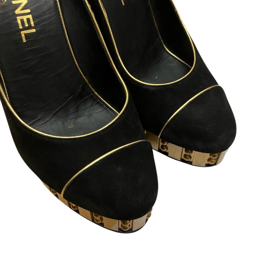 CHANEL（シャネル） ココマークヒールパンプス ブラック×ゴールド
