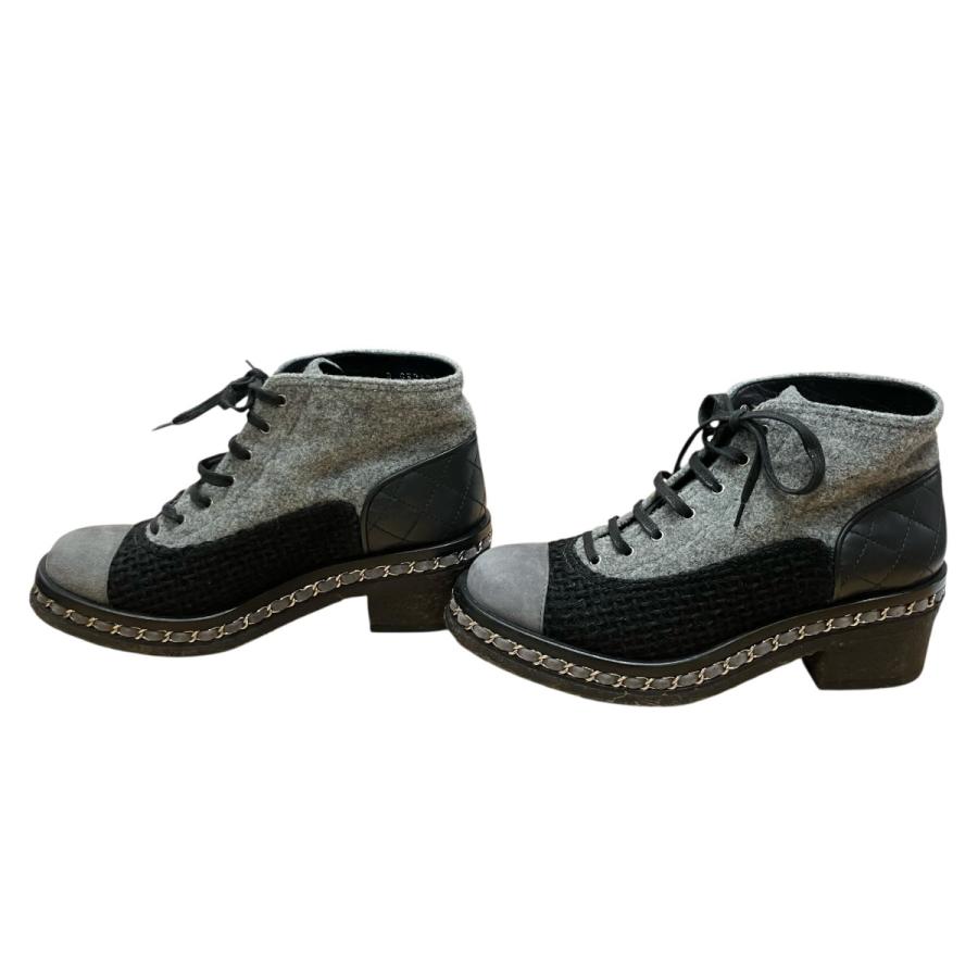 chanel レースアップブーツ　37 CHANEL（シャネル） レースアップブーツ グレー サイズ：37